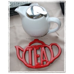 Cast Iron "Tea" Teapot Trivet - Red